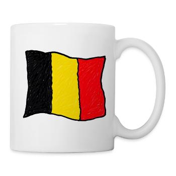 Belgische Flagge im kindlichen Zeichenstil - Tasse - Weiß - Rechts