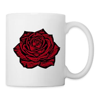 Elegantes Rote Rose Design Blumen Geschenk - Tasse - Weiß - Rechts