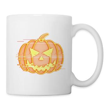 Cyber Kürbis –Orange  Neon Glitch Halloween Party - Tasse - Weiß - Rechts