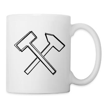 Schlägel und Eisen handgezeichnet - Tasse - Weiß - Rechts