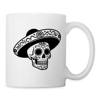Dia de los muertos Schädel mit Hut - Tasse - Weiß - Rechts
