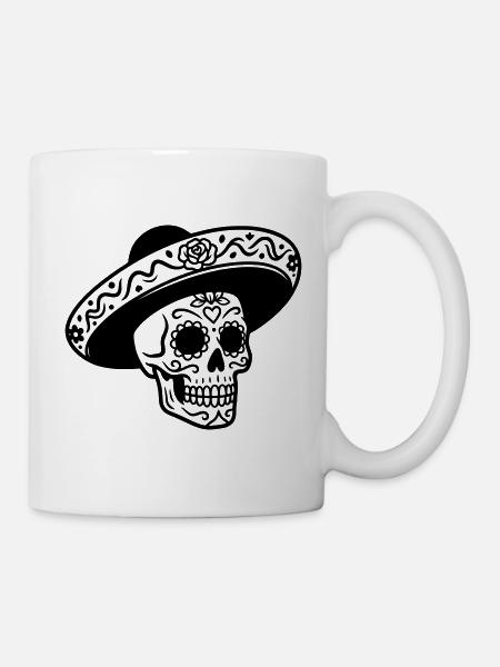 Dia de los muertos Schädel mit Hut - Tasse - Weiß