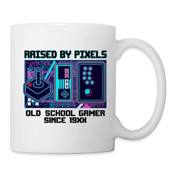 Raised By Pixels – Old School Gamer - Tasse - Weiß - Rechts