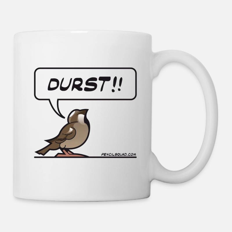 Durstiger Spatz - Tasse - Weiß