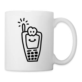 Fröhliches Handy - Line - Tasse - Weiß - Rechts