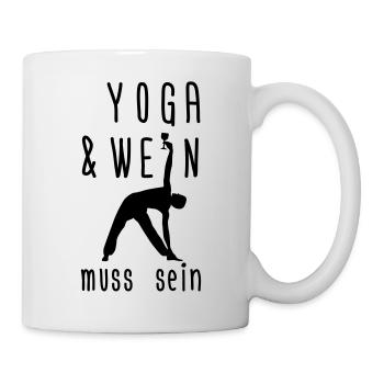 Yoga & Wein muss sein - Tasse - Weiß - Rechts