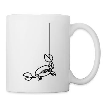 Lustige Krabbe schneidet Angelschnur mit Klaue - Tasse - Weiß - Rechts
