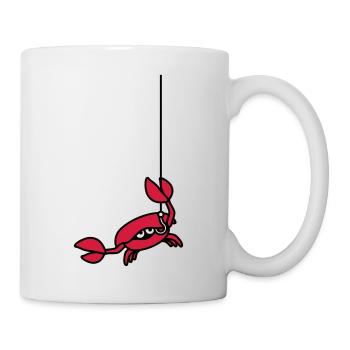 Lustige Krabbe schneidet Angelschnur mit Klaue - Tasse - Weiß - Rechts
