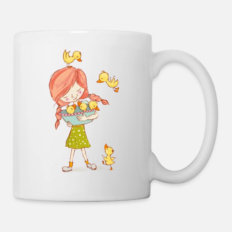 Mädchen mit Enten - Tasse - Weiß