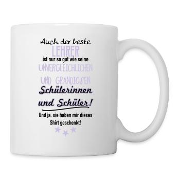 Bester Lehrer Shirt - Tasse - Weiß - Rechts