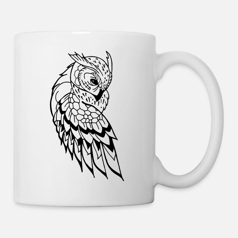 Eule Ethno - Tasse - Weiß