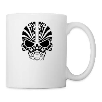 Tattoo skull head tribal - Mug - white - Right