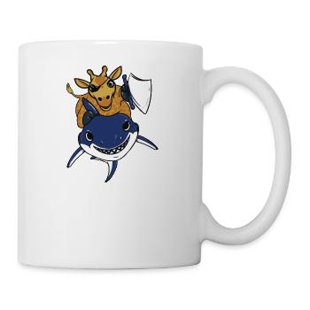 Giraffe Hai Kinder lustig Pirat Geschenk Weihnacht - Tasse - Weiß - Rechts