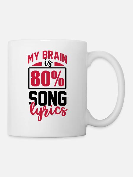 Il mio cervello è 80% Testi Canzoni Musica voce e il canto - Tazza - bianco