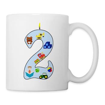 Zweiter Geburtstag Bagger Trecker Geschenk 2 Jahre - Tasse - Weiß - Rechts