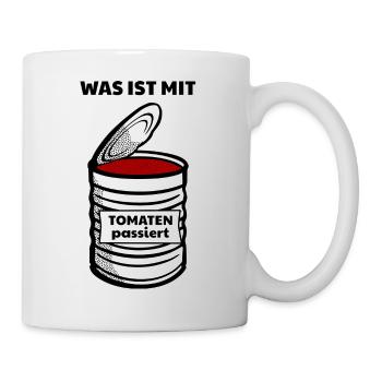 Was ist mit Tomaten passiert | Lustiger Spruch - Tasse - Weiß - Rechts