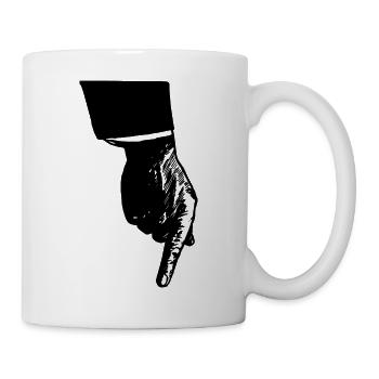 Hand-finger-zeigt-nach-un - Tasse - Weiß - Rechts