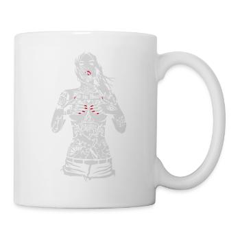 Fille de tatouage - Pour le capot Karlsruhe - pour - Mug blanc - blanc - Droite