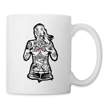 Fille de tatouage - Pour le capot Karlsruhe - pour - Mug blanc - blanc - Droite