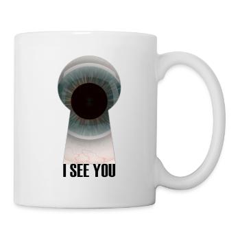 Auge Schlüsselloch, ich sehe dich - Tasse - Weiß - Rechts