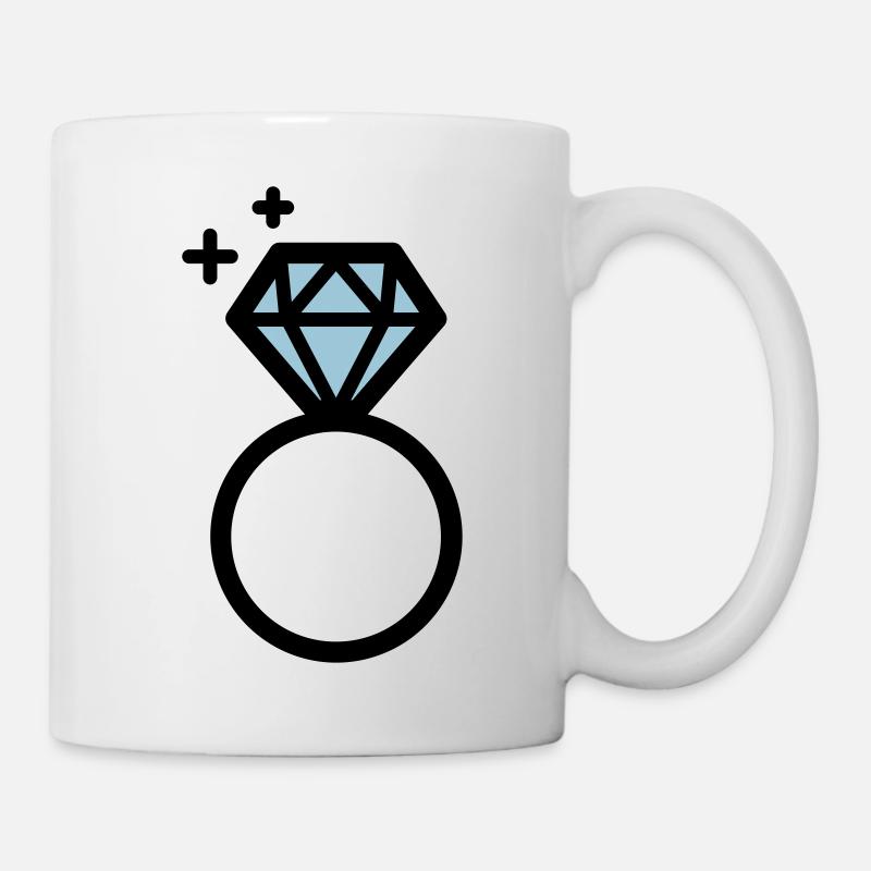 Bague de fiançailles avec diamant - Mug blanc - blanc