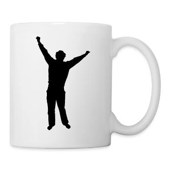 jubelnder Mann - Tasse - Weiß - Rechts