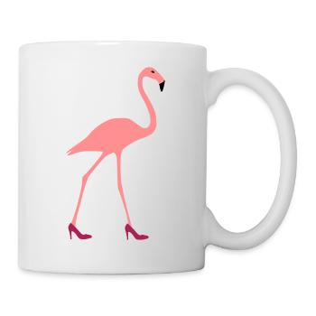Flamingo auf roten High Heels - Tasse - Weiß - Rechts