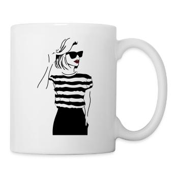 Girl with red Lips - Tasse - Weiß - Rechts