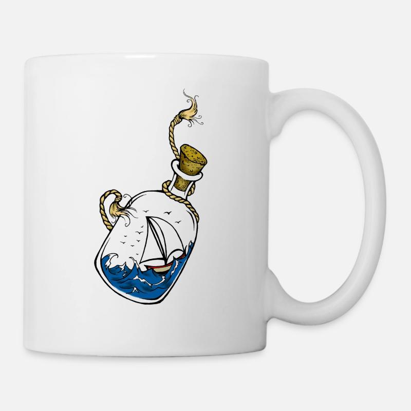 Flasche auf dem Meer - Tasse - Weiß