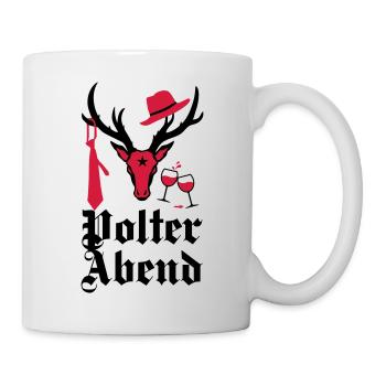 163 Edel Hirsch Polterabend JGA Wein Hut Krawatte - Tasse - Weiß - Rechts
