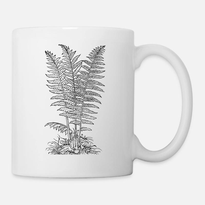 Farn Pflanzenzeichnung Garten und Floral - Tasse - Weiß