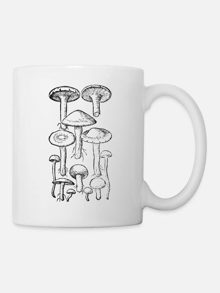 Dessin de champignons rétro - Mug blanc - blanc