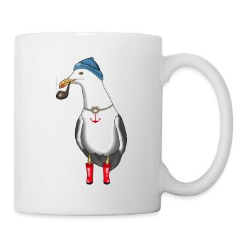 Möwe Seemann Kapitän - Tasse - Weiß - Rechts