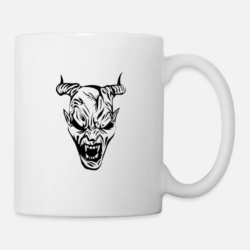 Krampus/Perchtenkopf Logo - Tasse - Weiß