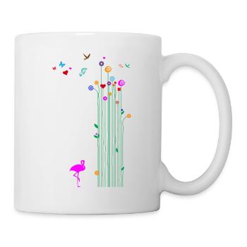 Spring Flamingo Flower Butterfly Valentine's Day - Mug - white - Right