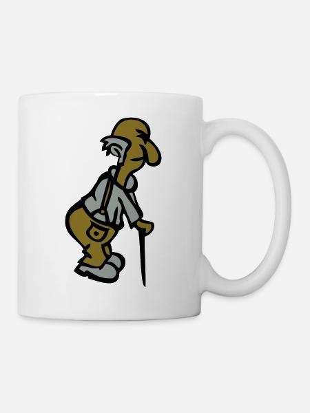 vieux monsieur humour canne 1504 - Mug blanc - blanc