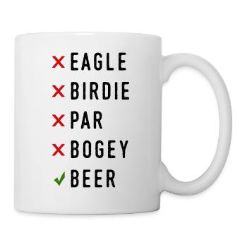 Funny Golf Shirt Eagle Birdie Par Bogey Beer - Mug - white - Right