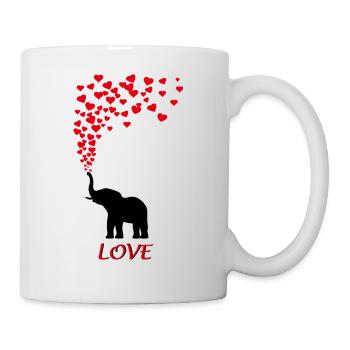 Elefant Herz heart Liebe Love Geschenk - Tasse - Weiß - Rechts