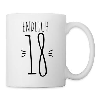 Endlich 18! Spruch 18. Geburtstag Geschenk - Tasse - Weiß - Rechts