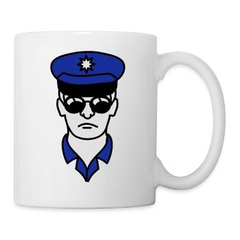 Cool Polizei Mann Gesicht Kopf - Tasse - Weiß - Rechts