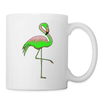 Flamingo Neon Geschenk - Tasse - Weiß - Rechts
