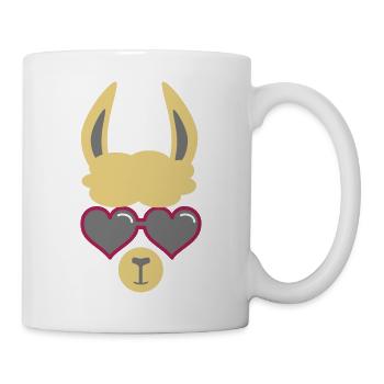 Lama mit Herzbrille - Tasse - Weiß - Rechts