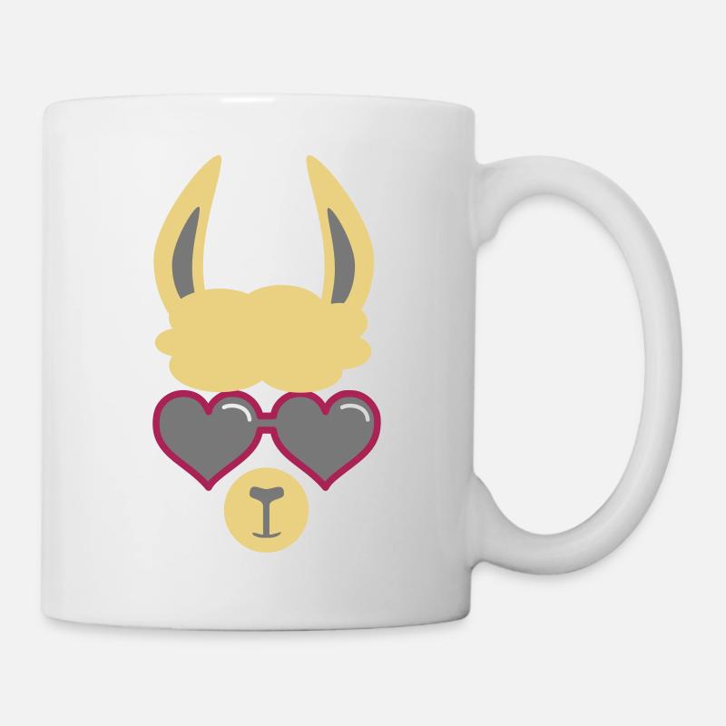llama with heart glasses - Mug - white