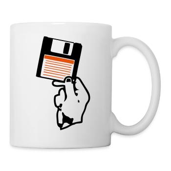 Ich halte dir eine Handdiskette. - Tasse - Weiß - Rechts