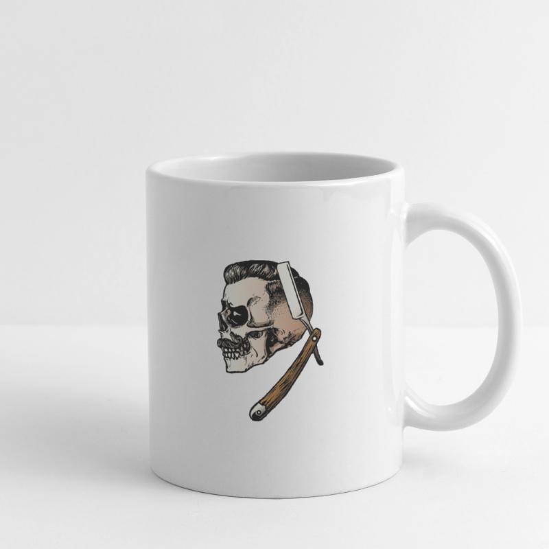 Barber Skull Schädel mit Bart Schnurrbart Schädel Tasse