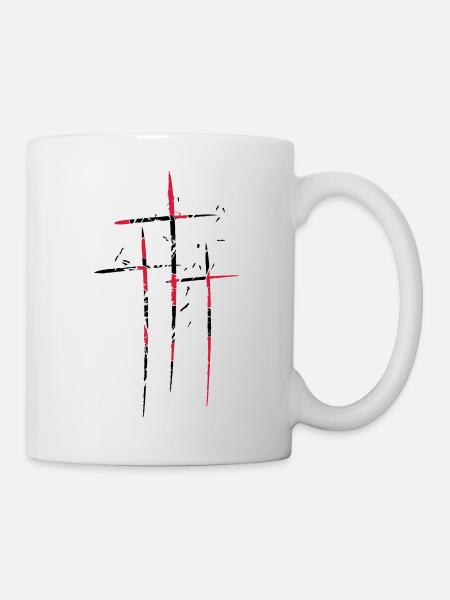 3 crosses design pattern scratch cool old tears br - Mug - white