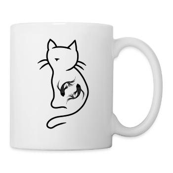 Katze Kätzchen Fische Fantasy Fisch Haustier - Tasse - Weiß - Rechts