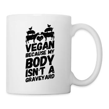 Vegan Veganer Veganerin Friedhof Schwarz - Tasse - Weiß - Rechts