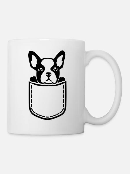 Französische Bulldogge - Tasse - Weiß