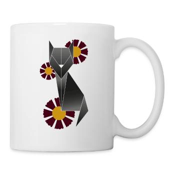Chat géométrique avec des fleurs - Mug blanc - blanc - Droite